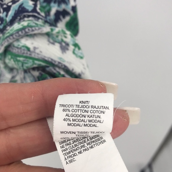 Lucky Brand green blue floral button front top #A3 - Picture 7 of 8